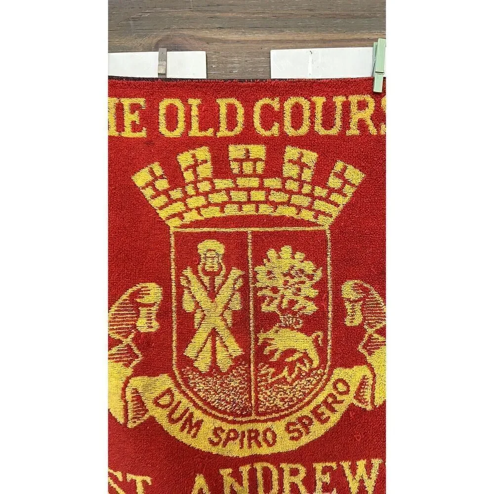Vintage St. Andrews Scotland Red The Old Course Golf Towel Red Yellow 17